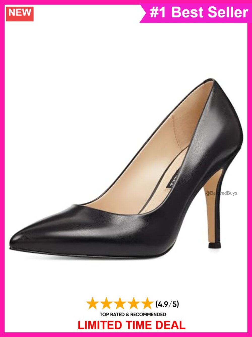 Nine West Flax Pointed Toe Stiletto Heel Pump 3.75 Inch Slip On Formal